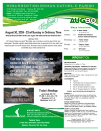 August 30th 2020 Bulletin and Inserts