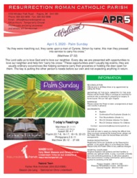April 5, 2020 Bulletin and Inserts