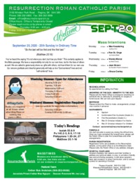 September 20th Bulletin and Inserts